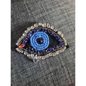 Beaded Rhinestone Eyeball Applique 2"x2" Sew On
